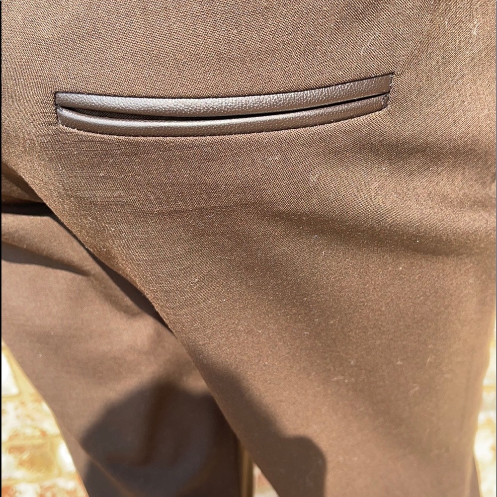 Alice+ Olivia Leather-Trimmed Wool-Blend Bootcut Pants - Picture 6 of 8